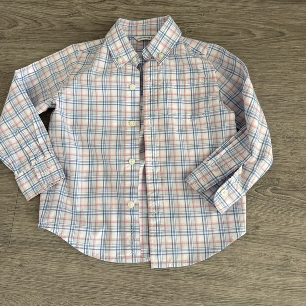 Janie and Jack Button Front Long Sleeve Plaid Shirt Size 2T LN $46